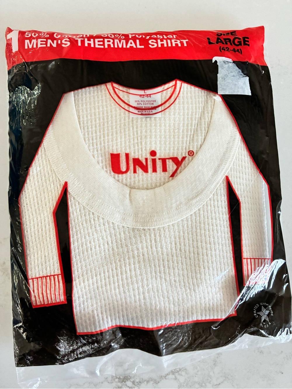 Men’s (unisex) vintage thermal long sleeve, new in package